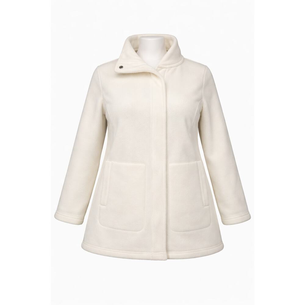 Denim & Co. Reg Fleece Bonded‎ Sherpa Jacket Cream XS Snap Front